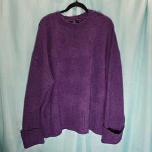 Illusory Women's Wool Blend Cozy Purple Sweater Hand Washable 2XL EUC